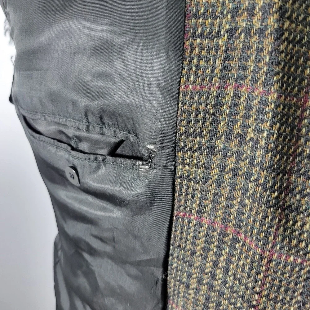 Robert Stock Men's Sport‎ Coat Blazer Two Button Brown Plaid Wool Size 44R